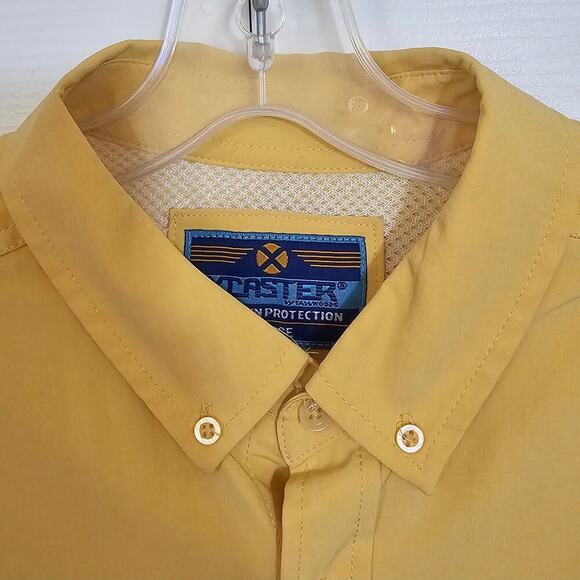 Xcaster Men Outdoor Fishing Hiking Button Shirt Large Yellow Summer Vacation UPF - Picture 3 of 8